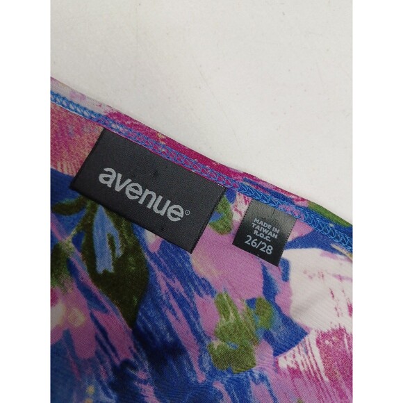 Avenue Womens Blouse Top Plus Sz 26/28 Violet Floral Print Art 100% Nylon - Picture 6 of 8